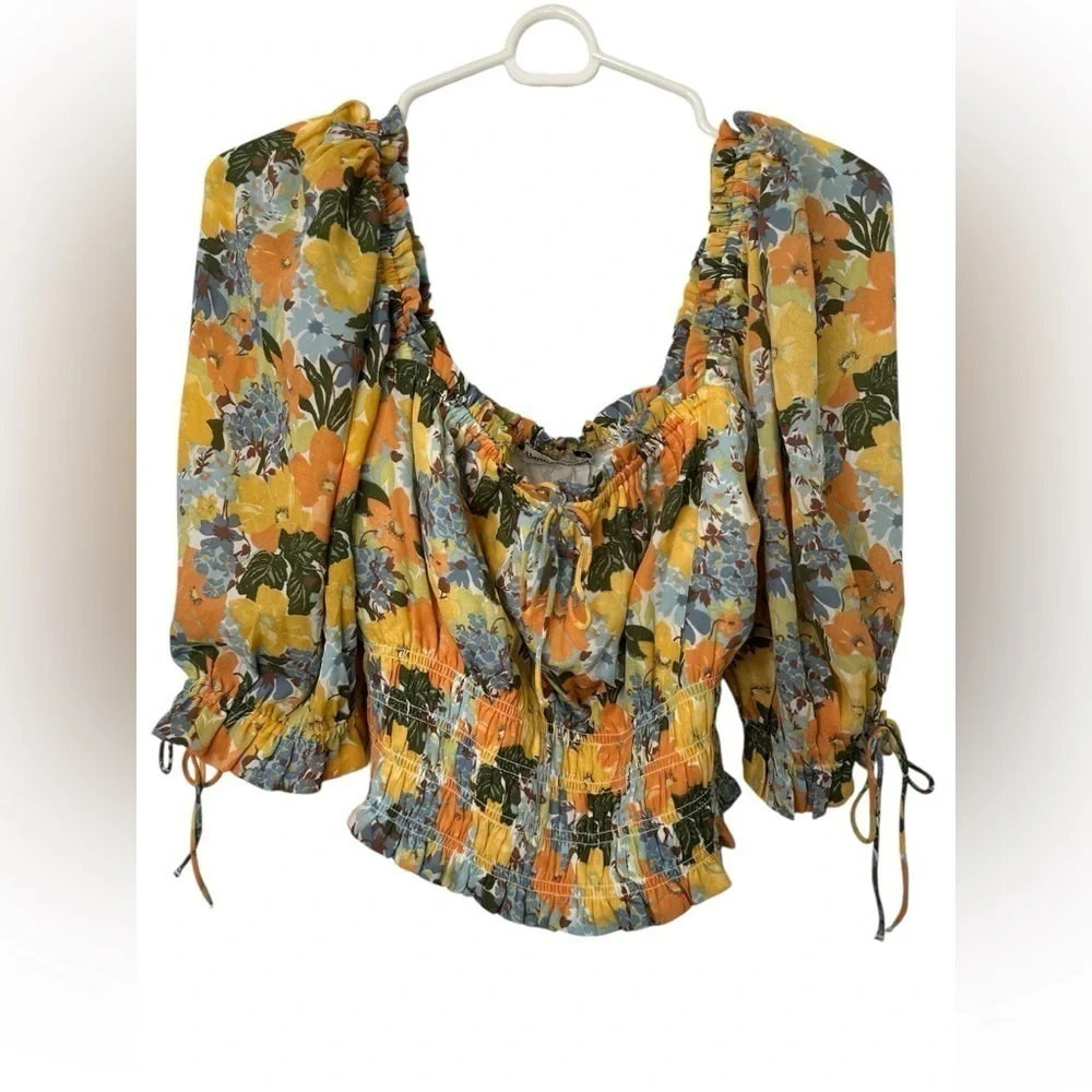Abercrombie and Fitch Floral Smocked Cropped Top